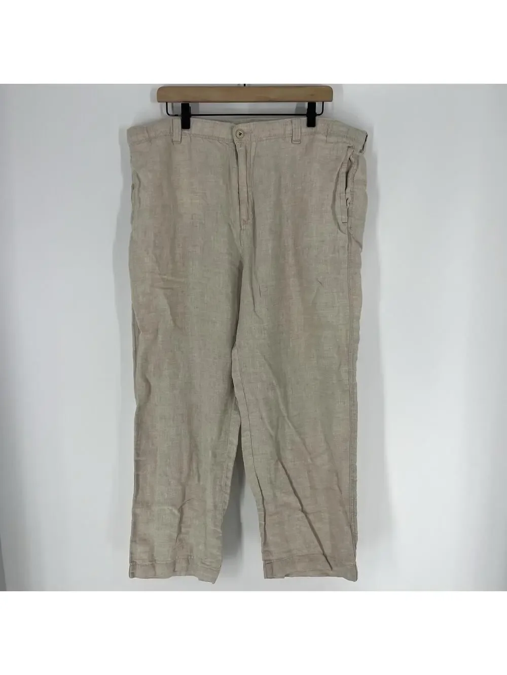Tommy Bahama Pants Size Large Mens Natural Beach Coast Linen Elastic Waist Chino